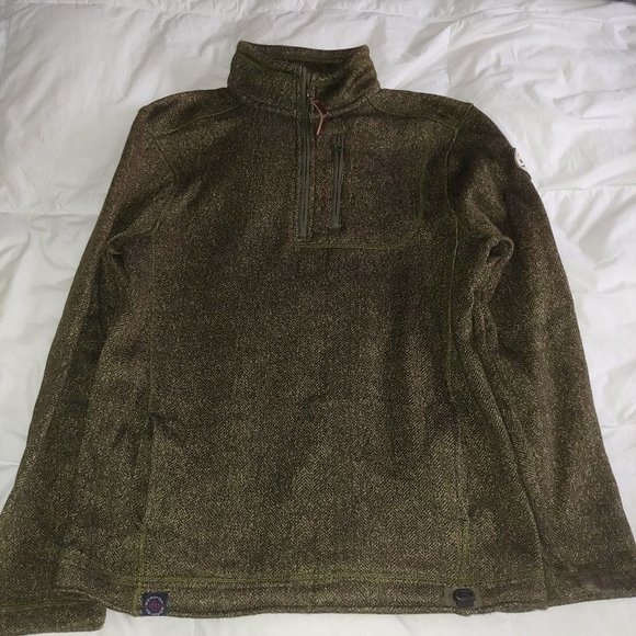 Weird Fish Sweatshirt Winter Warm Men's UK Size Small Green tweed Henley 1/2 Zip - Picture 1 of 6